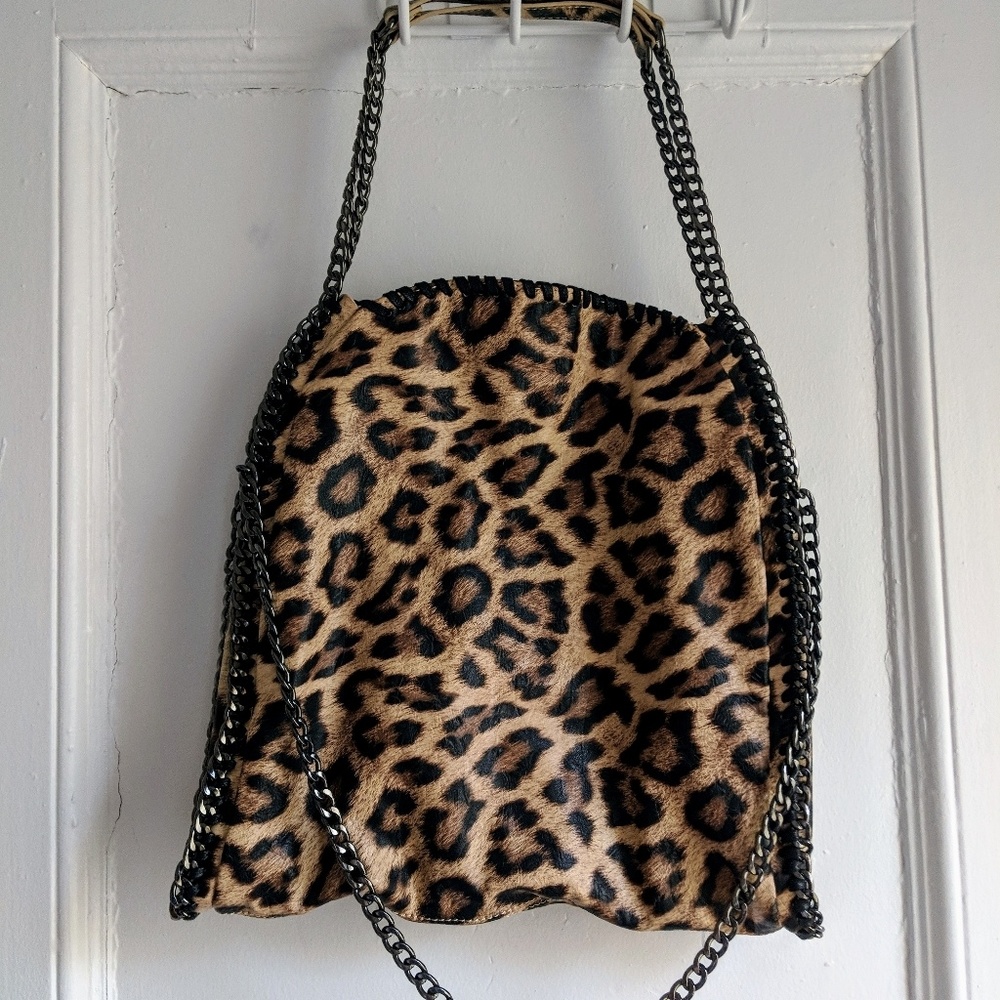 Steve Madden NW metal chain tote animal print